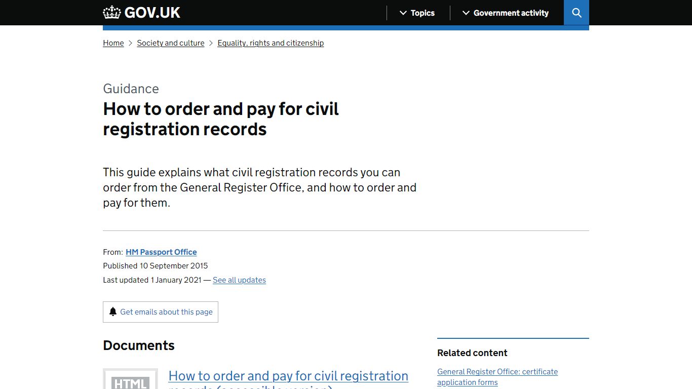 How to order and pay for civil registration records - GOV.UK
